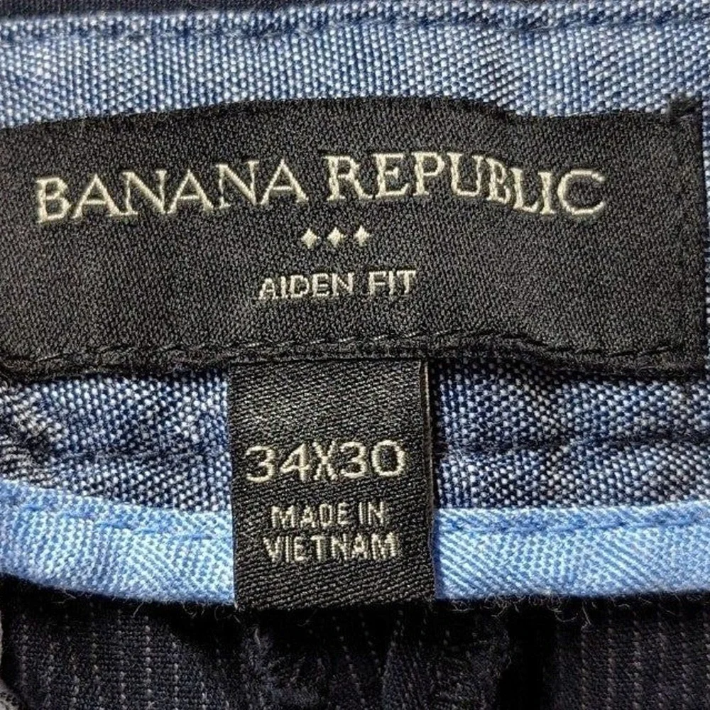 Old Money Nautical preppy Banana Republic Aiden Fit Blue Pinstripe Pants 34 x 30